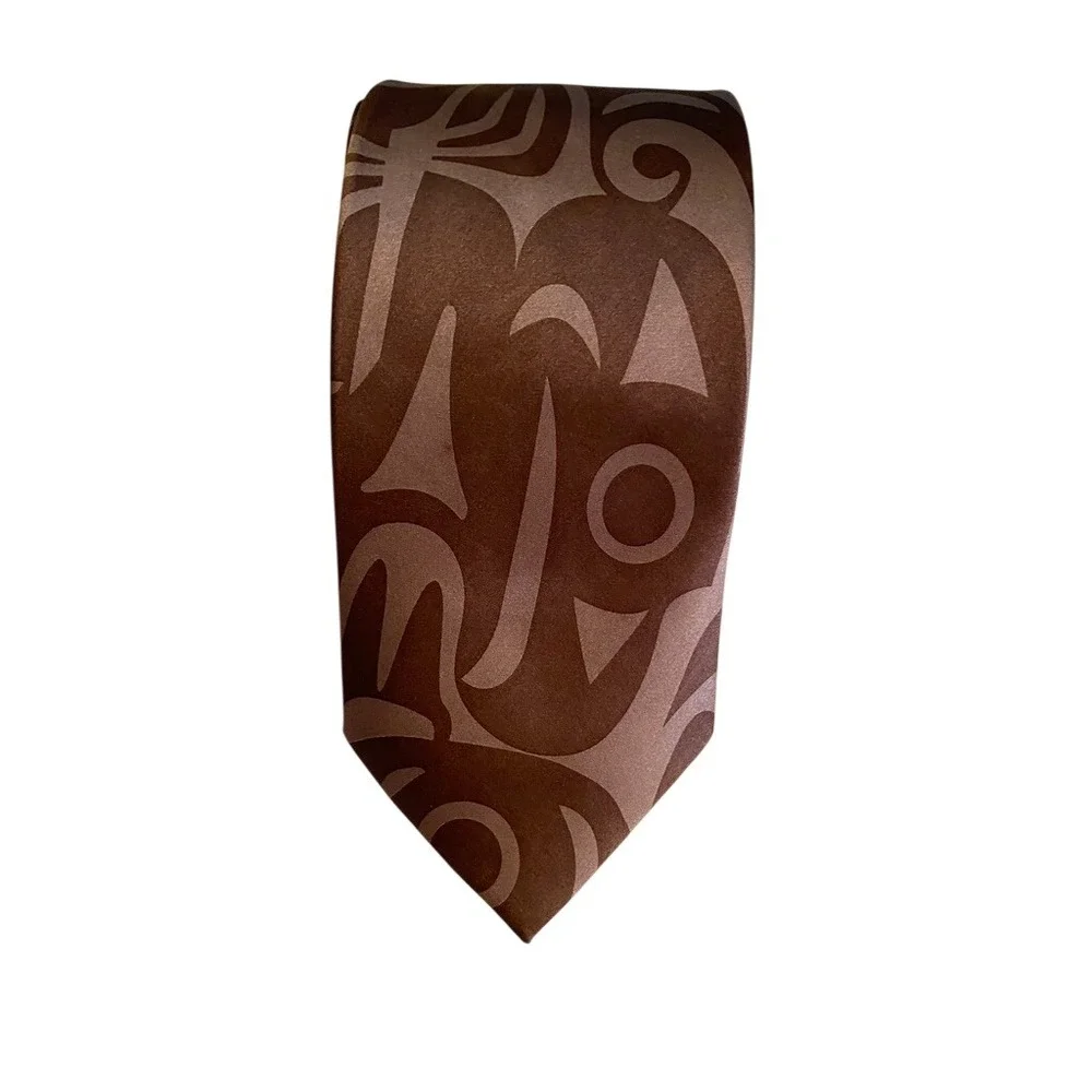 Native Northwest Whale and Thunderbird Brown Silk Tie Maynard Johnny Jr Salish